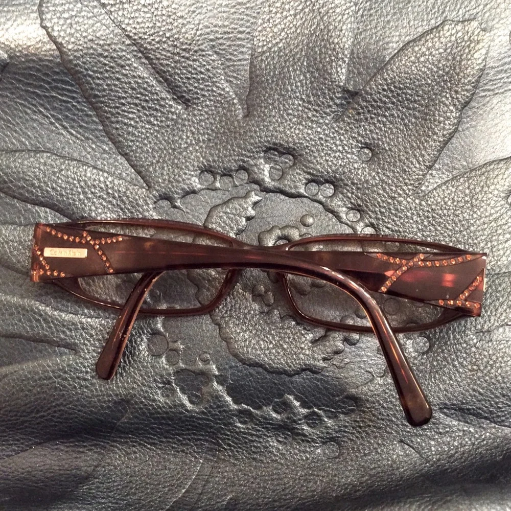 Calvin Klein Brown Rhinestone Eyeglasses Frames